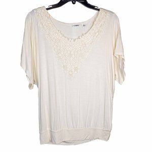 Darling Cato Ivory Lace Embellished S/S Dolman Blouse Size S NWT